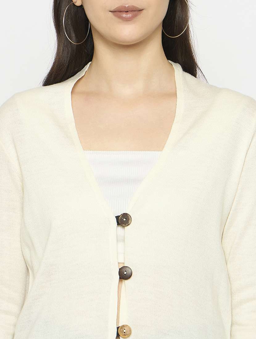 women acrylic long sleeve cardigan - 21724354 - Standard Image - 4