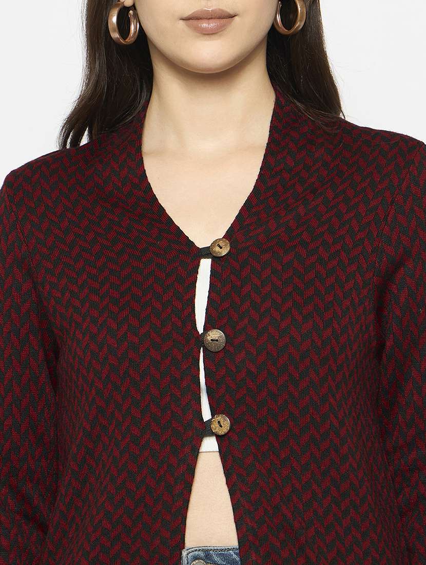 women long sleeves self design cardigan - 21724355 - Standard Image - 4