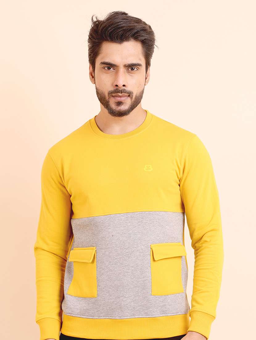 men long sleeves color block sweatshirt