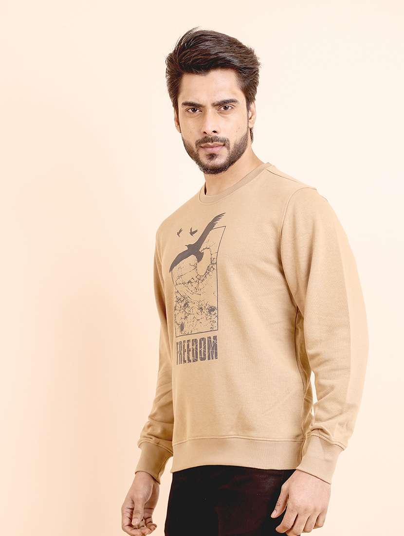 men long sleeves front print sweatshirt - 21724405 -  Standard Image - 1