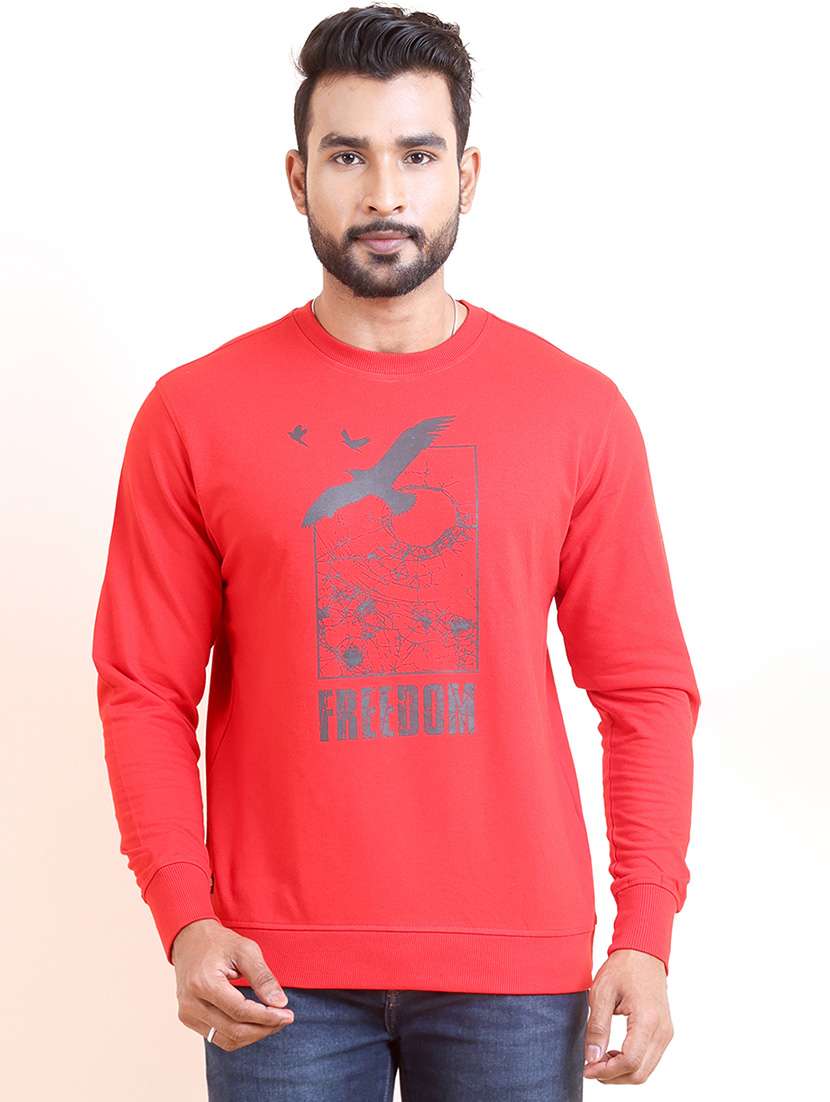 men long sleeves front print sweatshirt