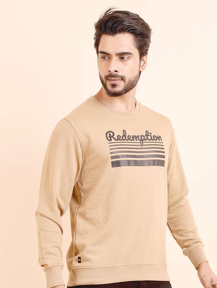 men long sleeves chest print sweatshirt - 21724420 - Standard Image - 1