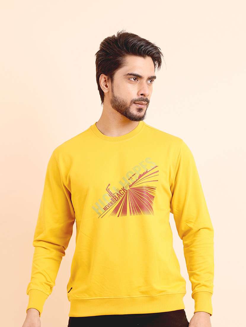 men long sleeves chest print sweatshirt