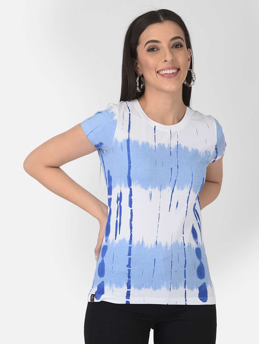 women printed round neck regular t-shirt