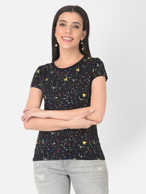 women printed round neck regular t-shirt - 21724443 - Standard Image - 0