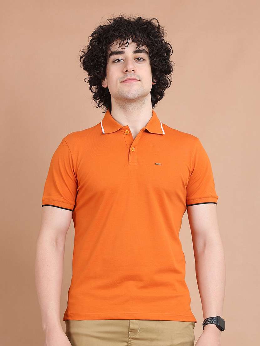 men solid short sleeve polo t-shirt