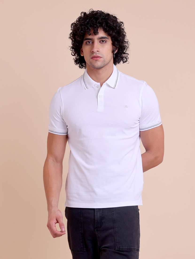 men solid short sleeve polo t-shirt