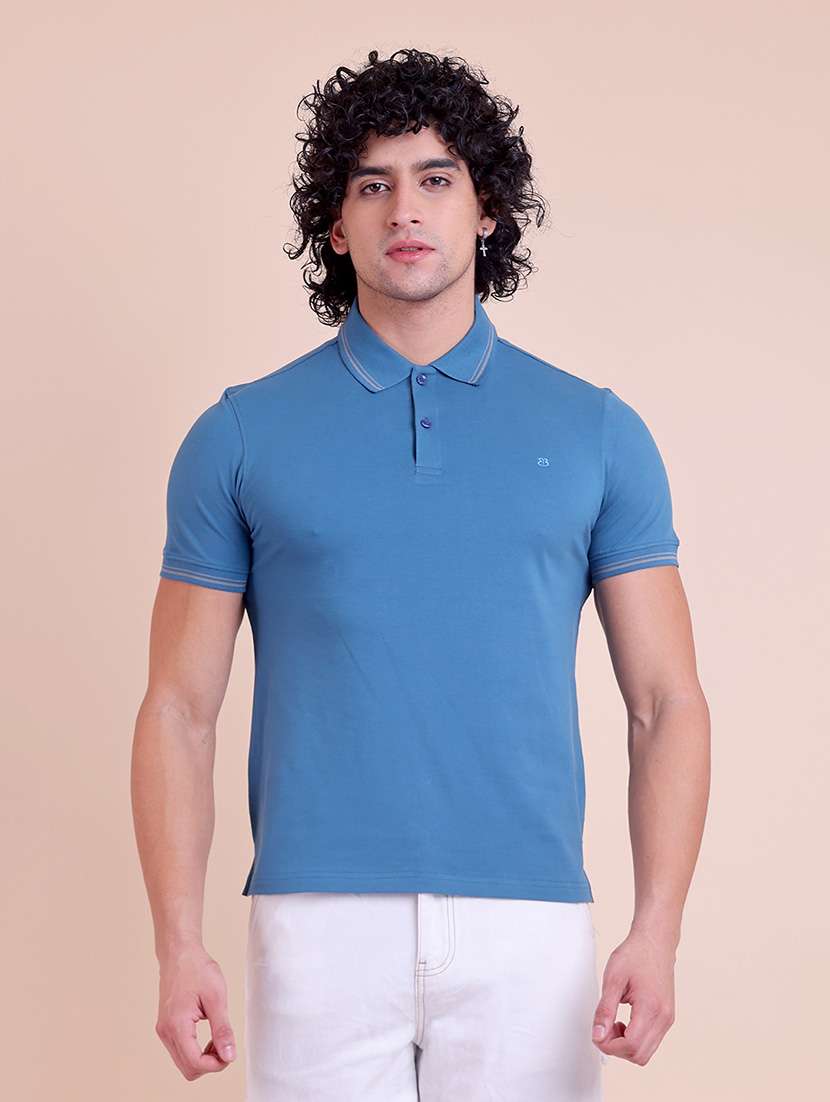 men solid short sleeve polo t-shirt