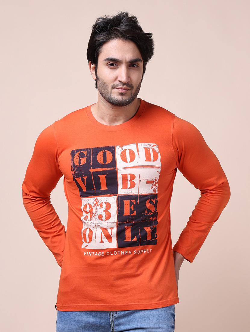 men long sleeves front print t-shirt - 21724505 - Zoom Image - 0