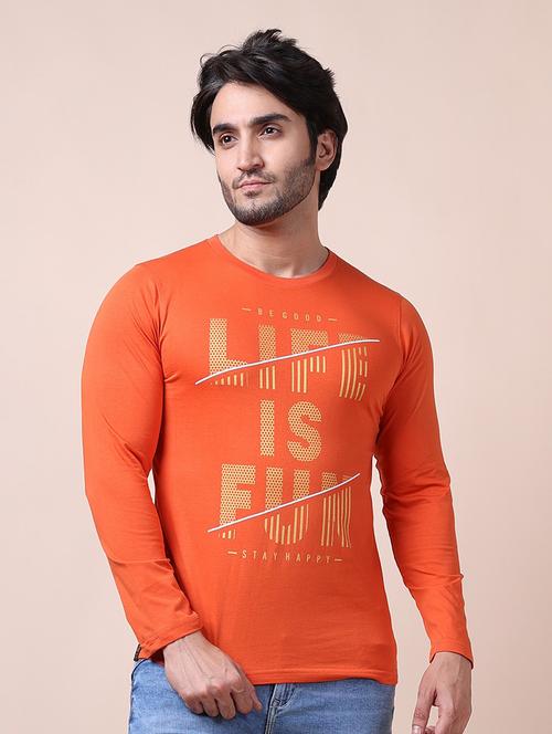 men long sleeves front print t-shirt - 21724507 - Standard Image - 0