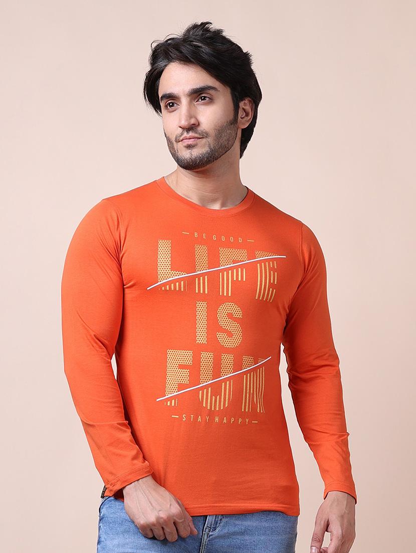 men long sleeves front print t-shirt - 21724507 - Zoom Image - 0