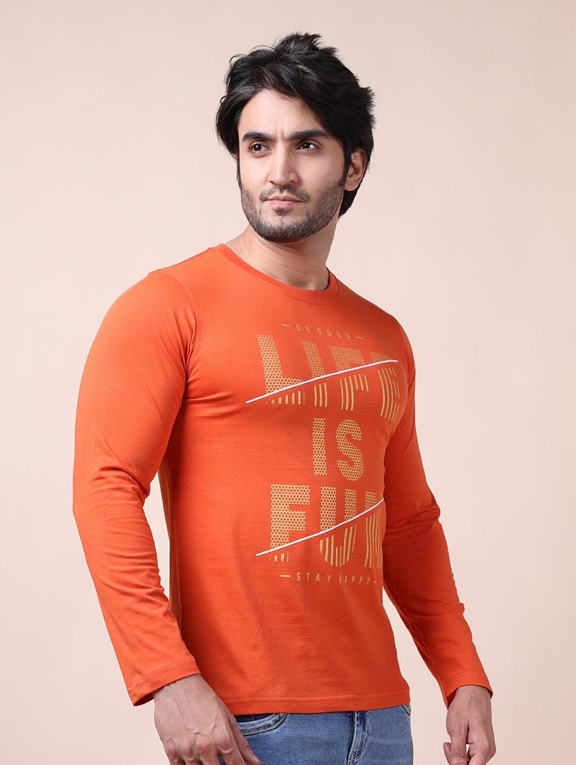 men long sleeves front print t-shirt - 21724507 - Standard Image - 1