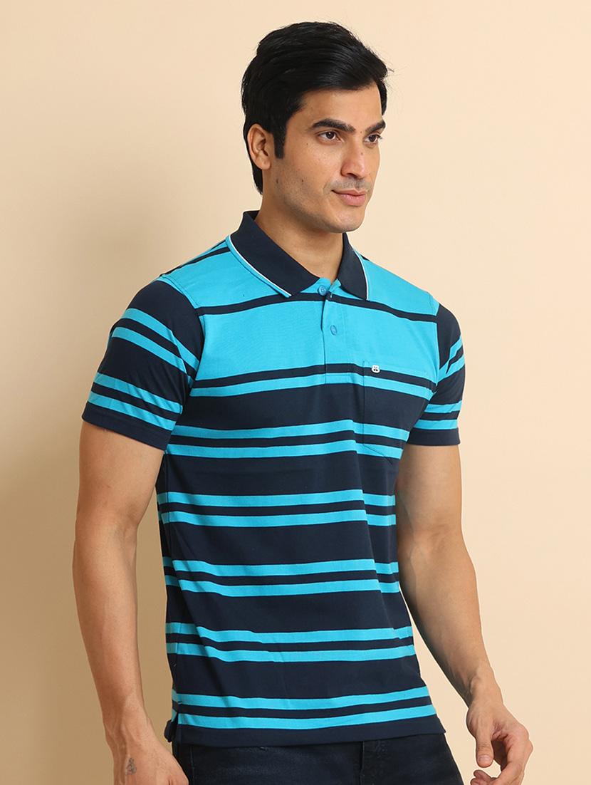 men short sleeves striped polo t-shirt - 21724513 - Standard Image - 1