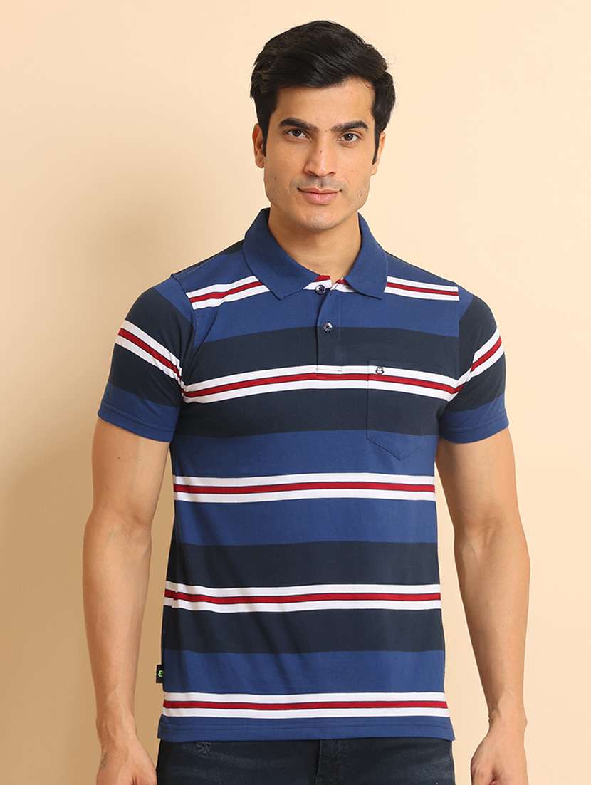 men short sleeves striped polo t-shirt - 21724515 - Zoom Image - 0