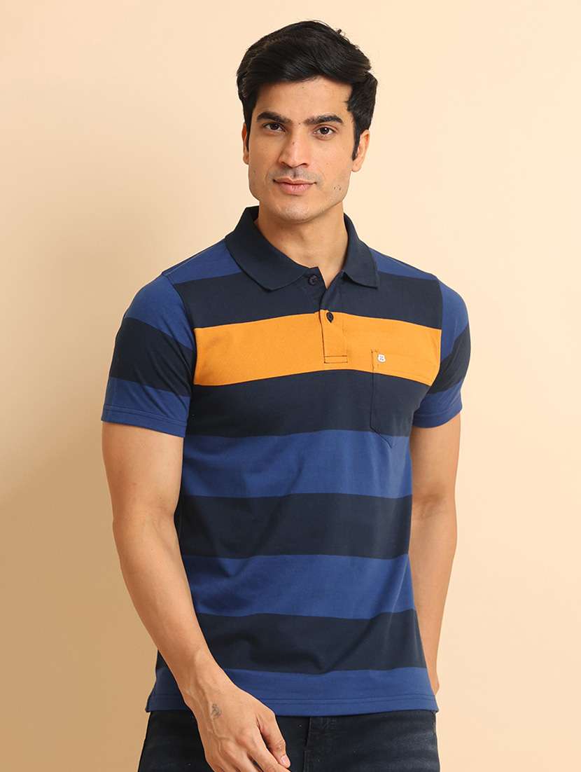 men short sleeves striped polo t-shirt - 21724522 - Zoom Image - 0