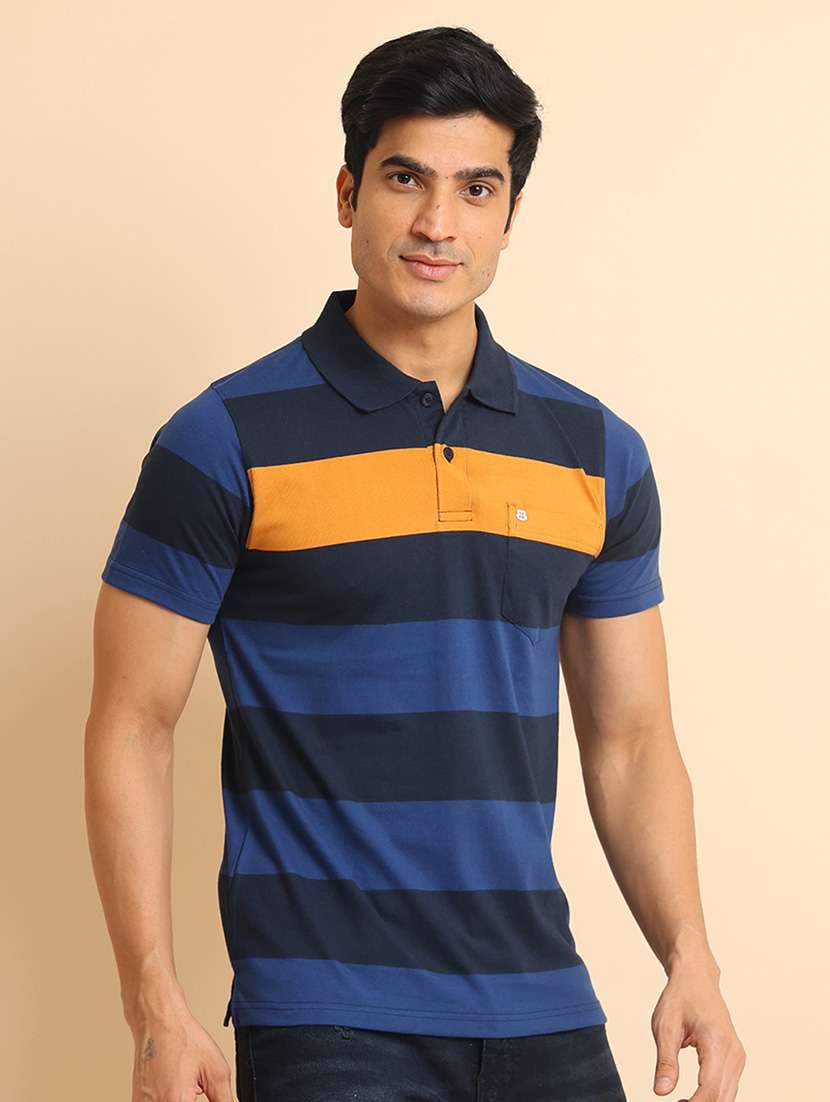 men short sleeves striped polo t-shirt - 21724522 - Standard Image - 1