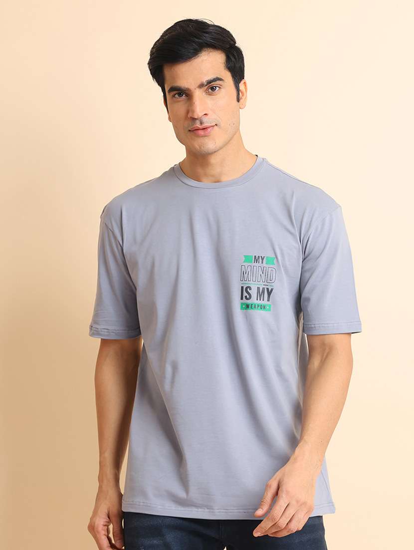 men short sleeves front & back print t-shirt