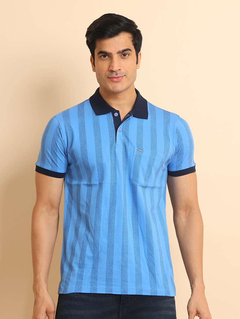 men short sleeves striped polo t-shirt - 21724622 - Zoom Image - 0