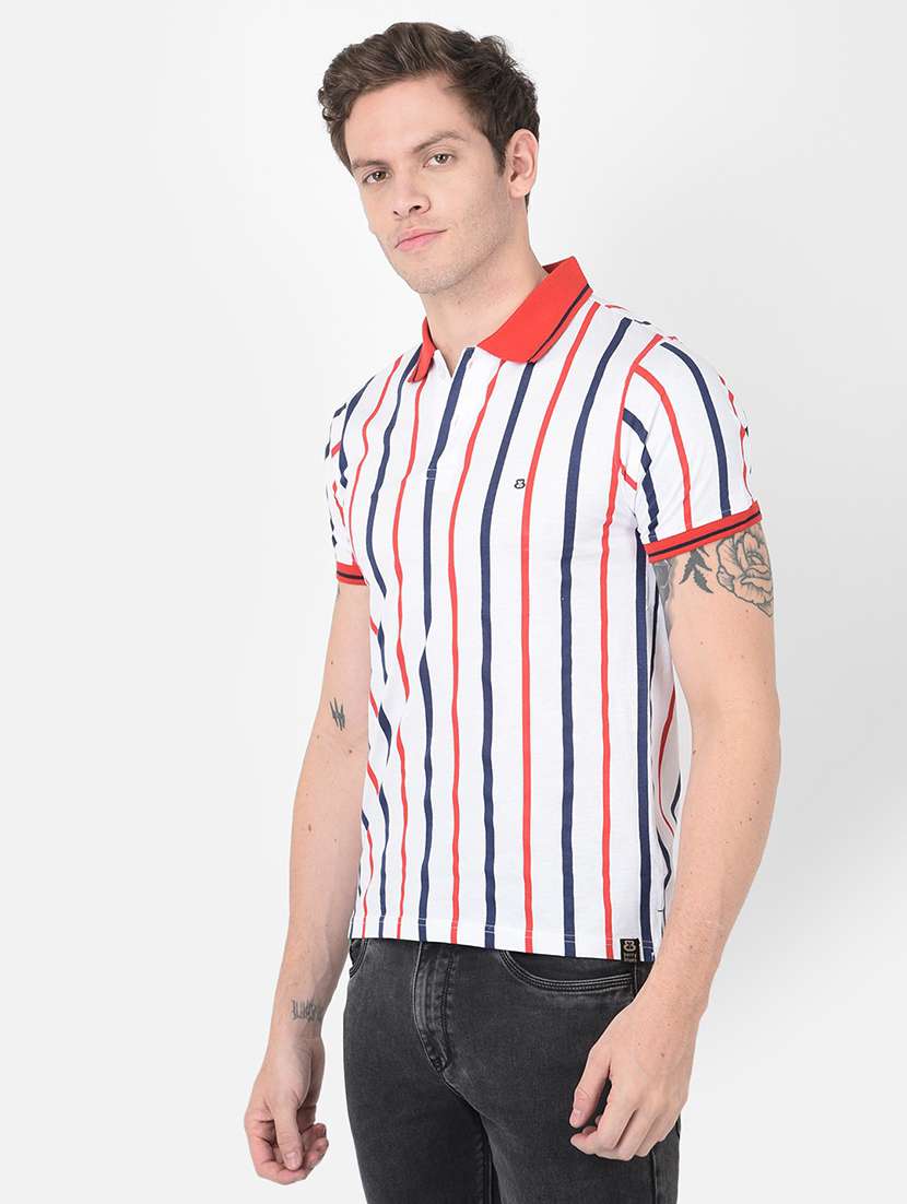 men striped short sleeves polo t-shirt - 21724855 - Standard Image - 1