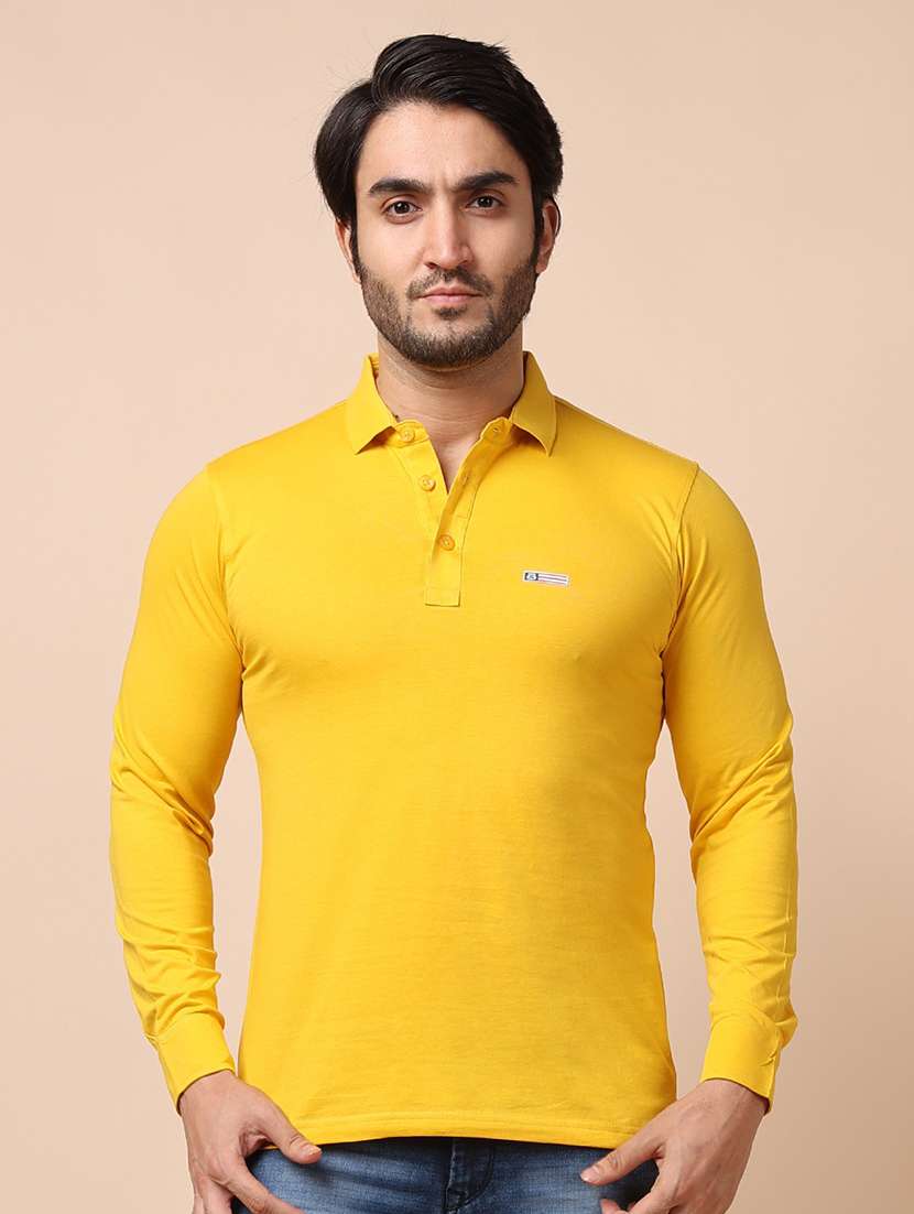 men long sleeves plain polo t-shirt