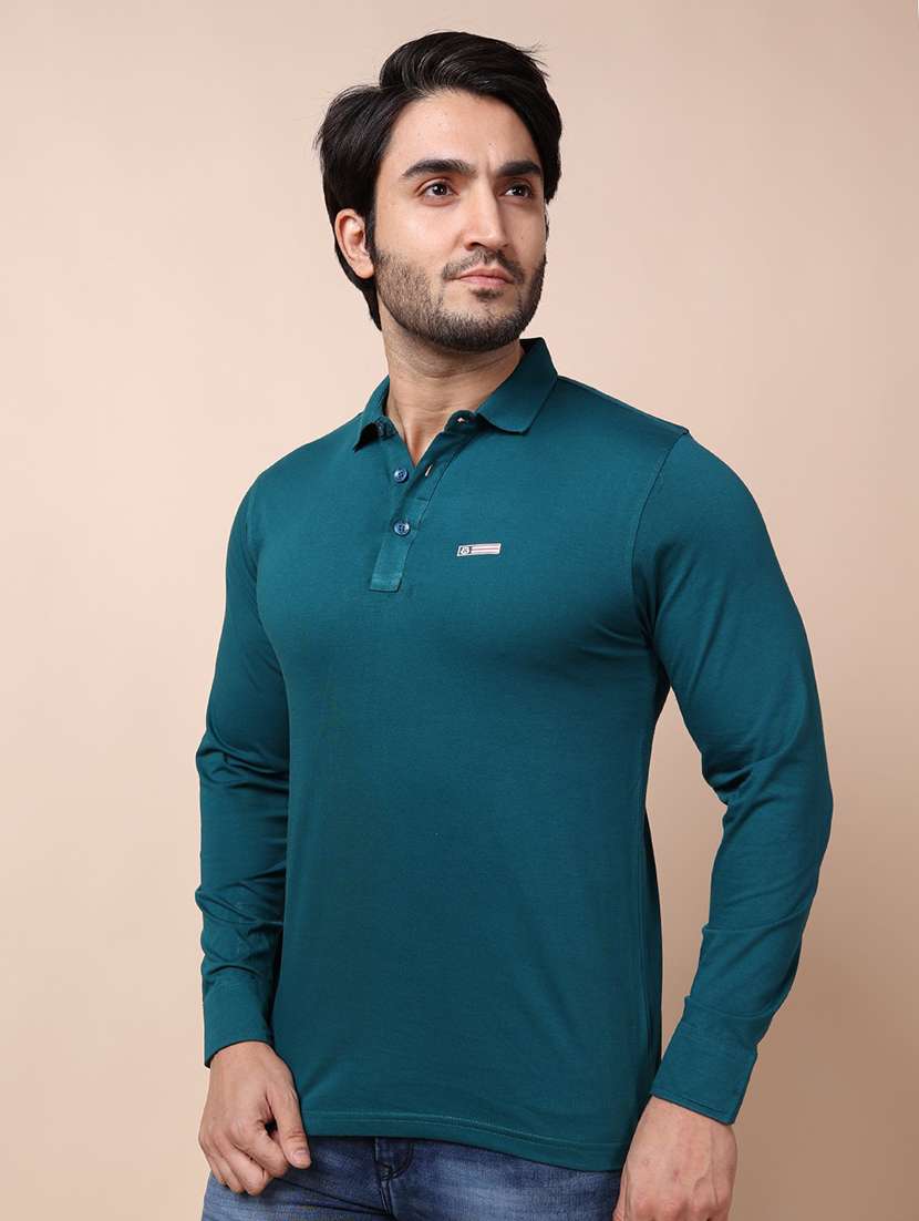 men long sleeves plain polo t-shirt - 21724918 -  Standard Image - 1