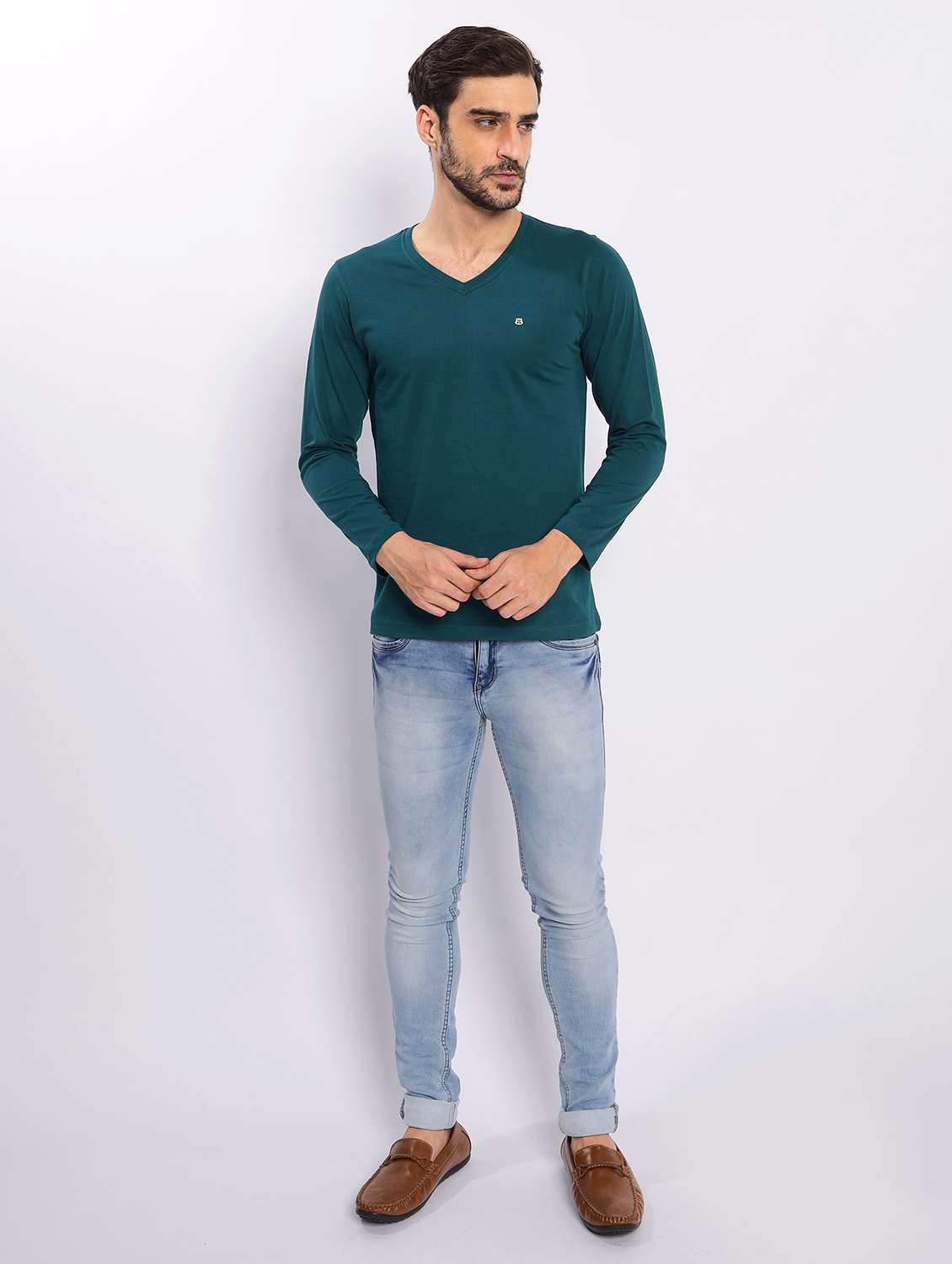 men long sleeves plain t-shirt - 21725014 -  Standard Image - 4