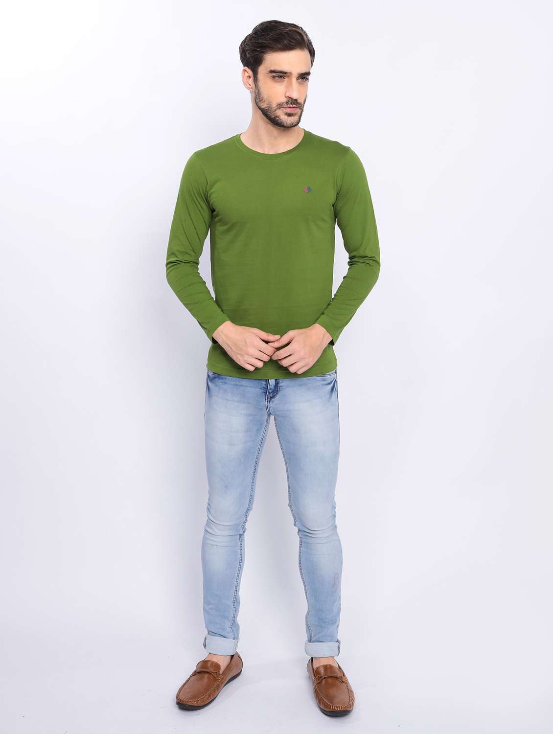 men long sleeves plain t-shirt - 21725037 -  Standard Image - 4