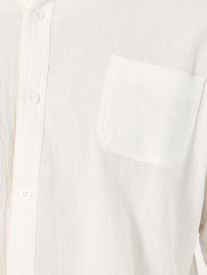 men solid mandarin neck shirt - 21725205 - Standard Image - 4