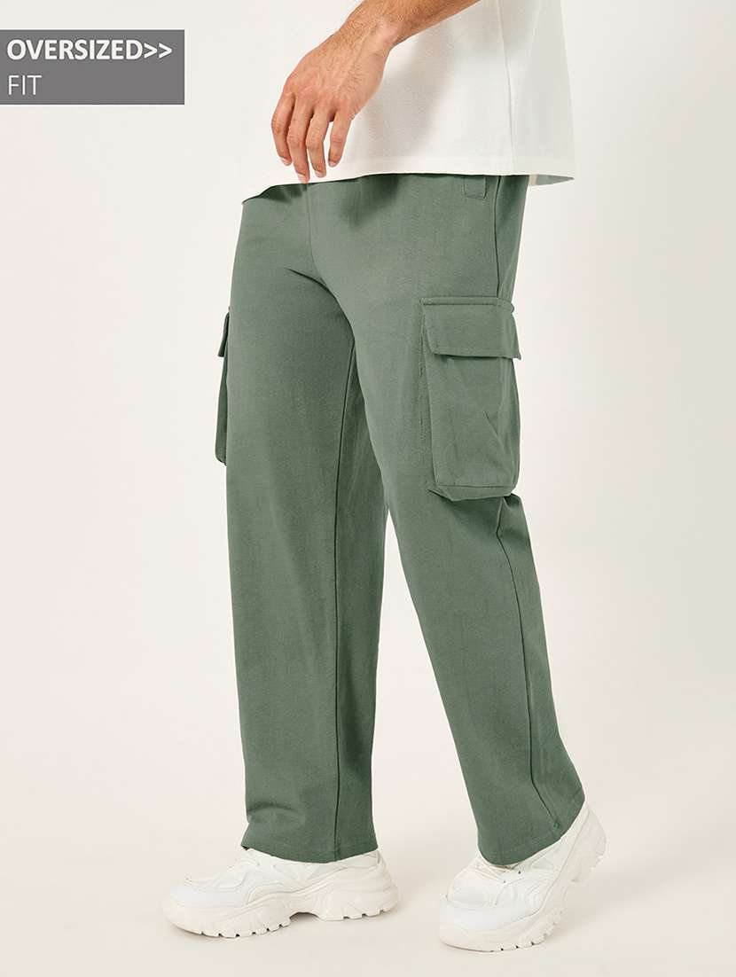 men solid mid rise cargo