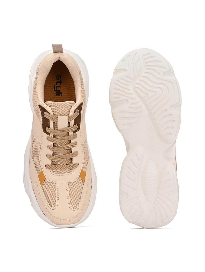 men beige lace up sneaker - 21725272 - Standard Image - 4