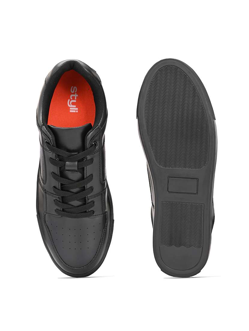 black synthetic lace up sneakers - 21725282 -  Standard Image - 4