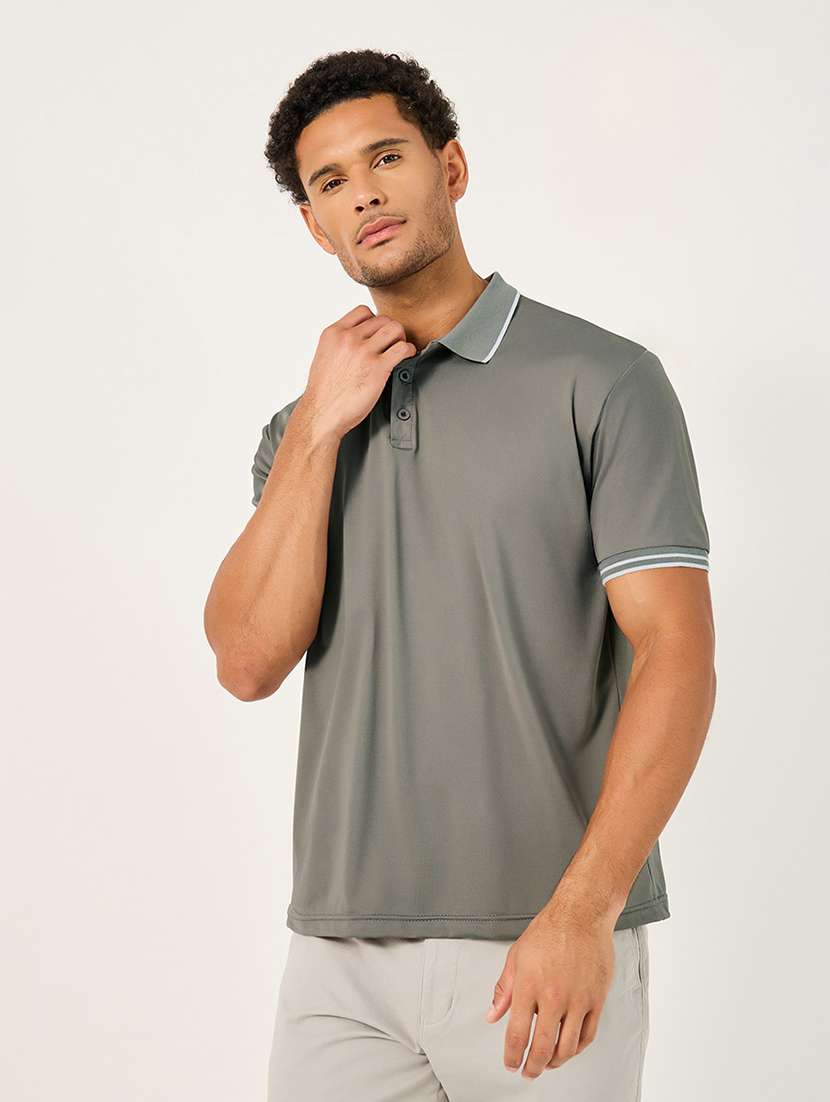 men solid short sleeve polo t-shirt