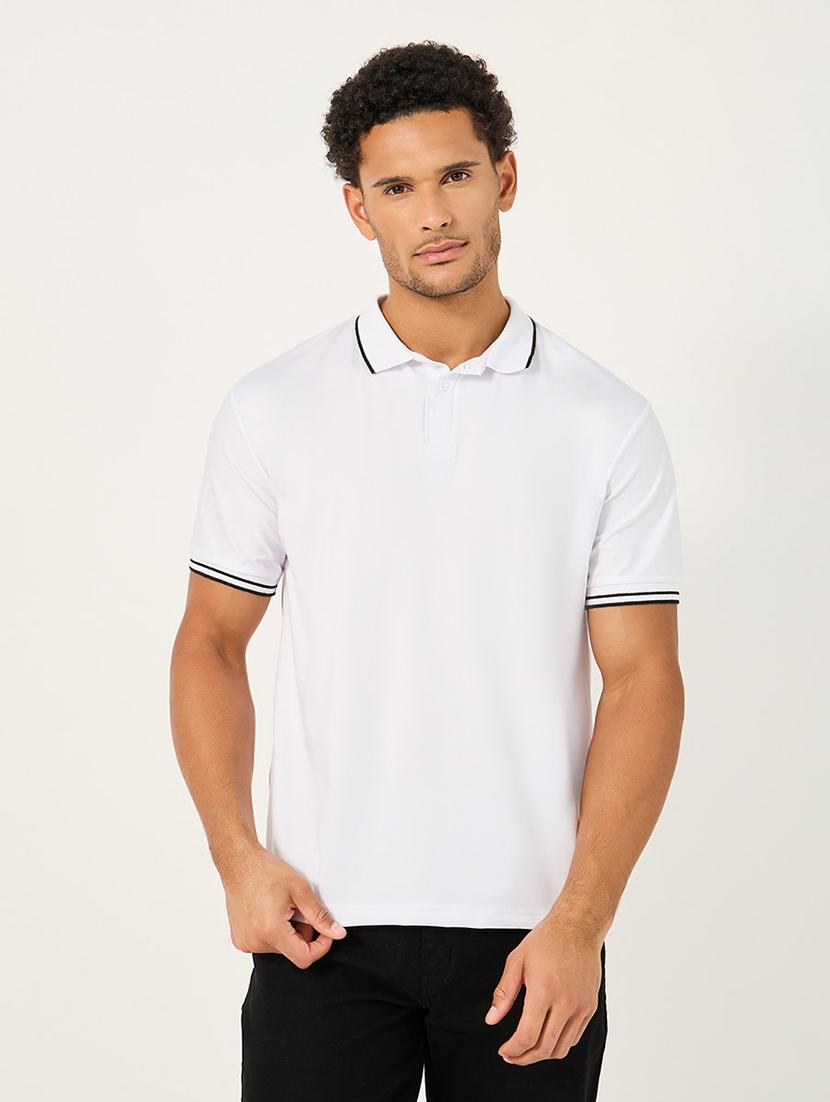 men solid short sleeve polo t-shirt - 21725289 -  Zoom Image - 0