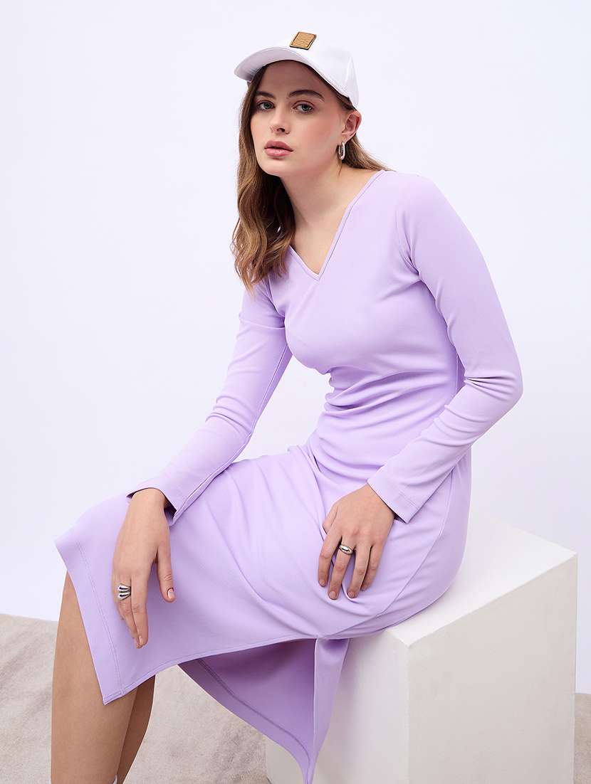 women solid long sleeves sheath dress - 21725304 -  Standard Image - 4