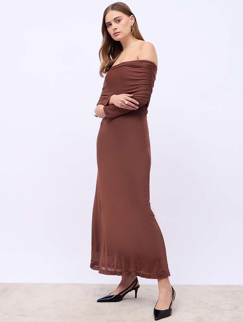 women solid off shoulder sheath dress - 21725314 -  Standard Image - 1