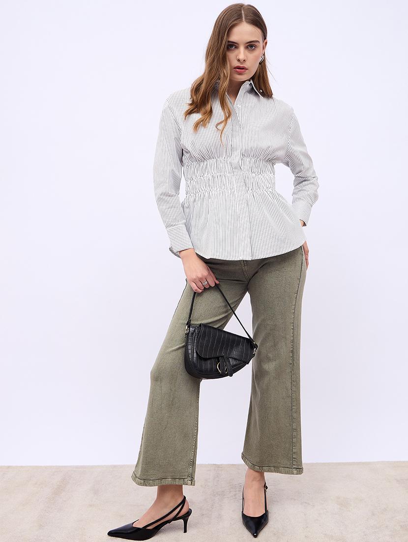 women solid high rise bootcut jeans - 21725332 - Standard Image - 4