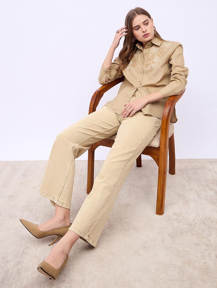 women solid high rise bootcut jean - 21725333 - Standard Image - 4
