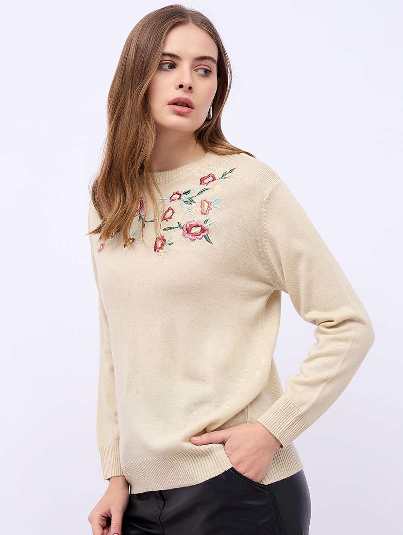 women embroidered round neck pullover - 21725335 -  Standard Image - 1