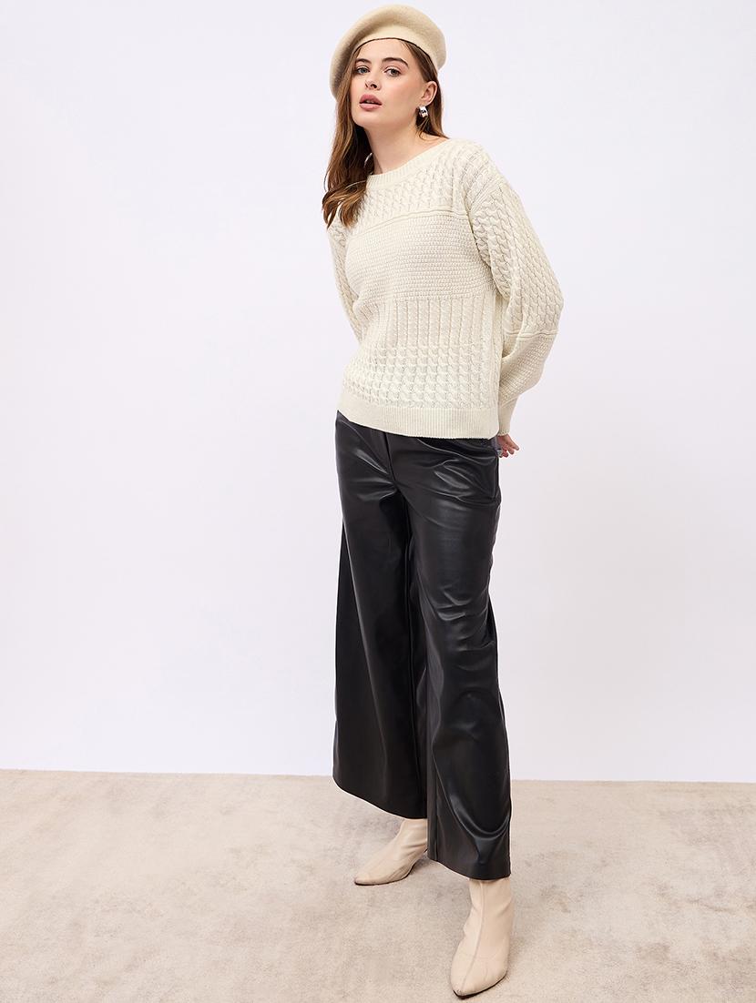 women solid long sleeve pullover - 21725338 - Standard Image - 4