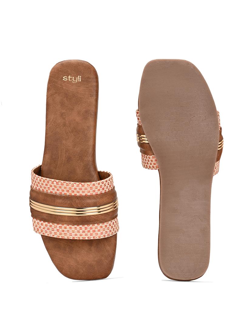 women tan slip on sandal - 21725341 - Standard Image - 4