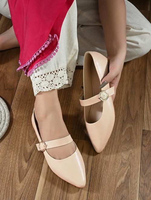 women white back strap ballerina - 21725345 - Standard Image - 0