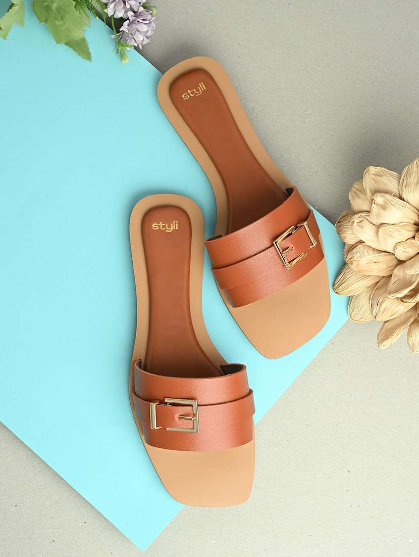 women tan slip on sandal - 21725347 - Zoom Image - 0