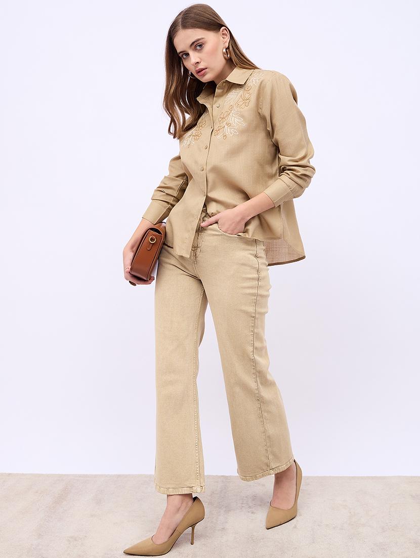 women embroidered collared oversized shirt - 21725359 - Standard Image - 4