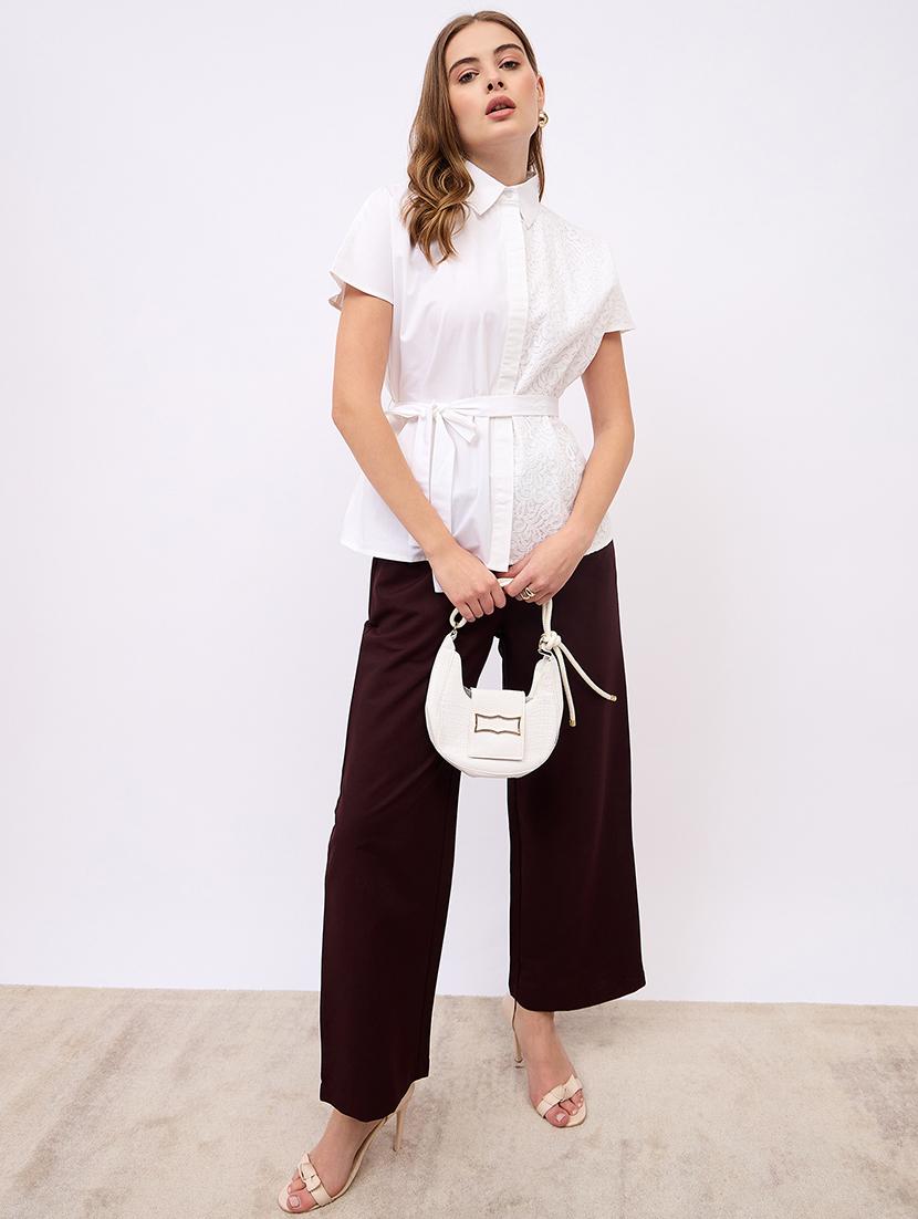women lace detailed collared short sleeves shirt - 21725364 - Standard Image - 4