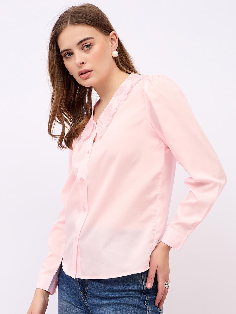 women lace detailed peter pan neck shirt - 21725366 -  Standard Image - 1