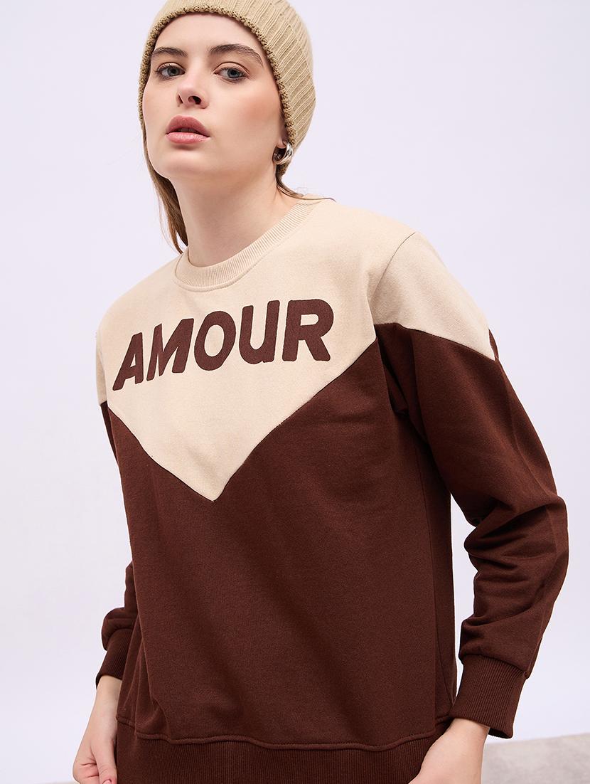 women color blocked long sleeves sweatshirt - 21725371 - Standard Image - 1
