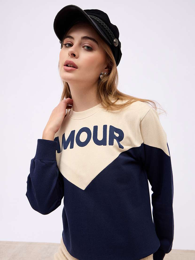 women color blocked long sleeves sweatshirt - 21725372 -  Standard Image - 1