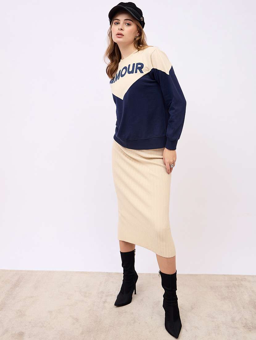 women color blocked long sleeves sweatshirt - 21725372 -  Standard Image - 4