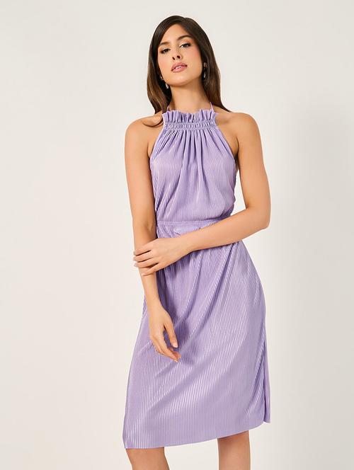 women solid halter neck a-line dress - 21725382 - Standard Image - 0