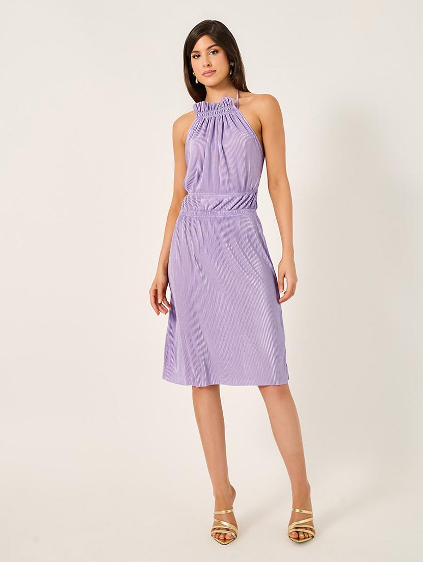 women solid halter neck a-line dress - 21725382 - Standard Image - 1